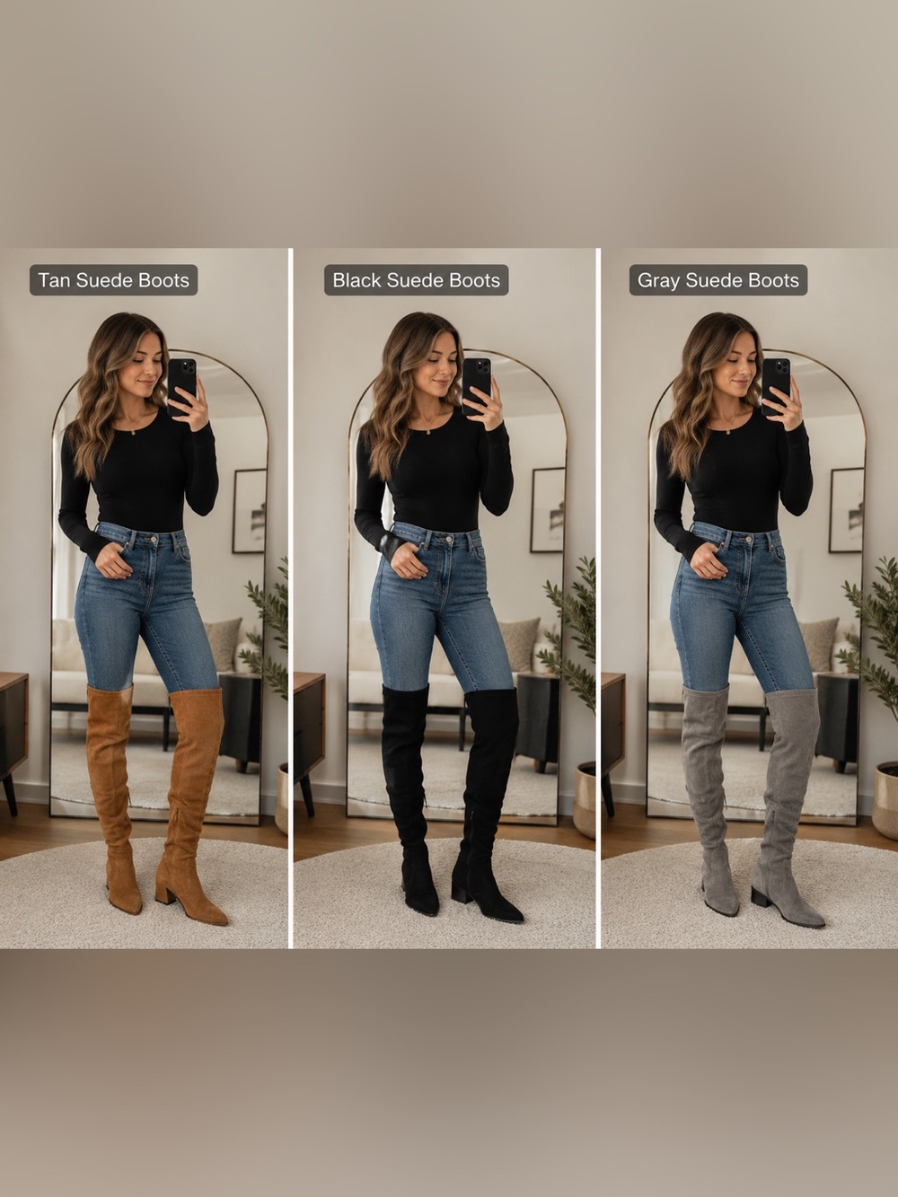 Charles David Over-the-Knee Boots Trio – Camel, Black, Gray